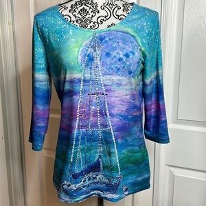 Leoma Lovegrove Bold Boat Sailboat Shirt Embellished XS